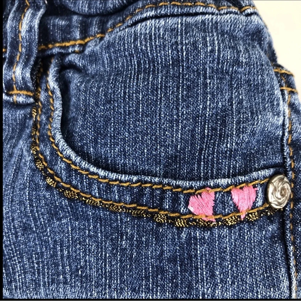 Girls Squeeze Jeans Size 5 Butterfly Embroidered Denim Heart Flowers